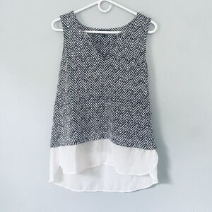 Anthropologie Sanctuary Top Medium Black White Tweed Shimmer Tank Sleeveless